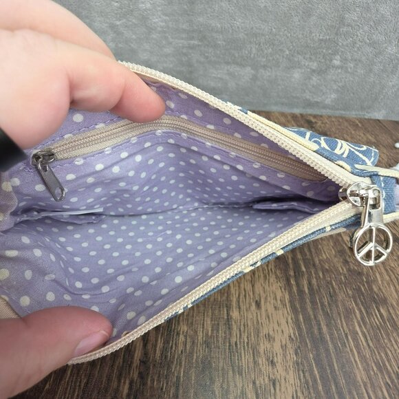 Bungalow 360 Wristlet Clutch Bag Blue Natural Cream Jellyfish Cotton Canvas New - Picture 10 of 13